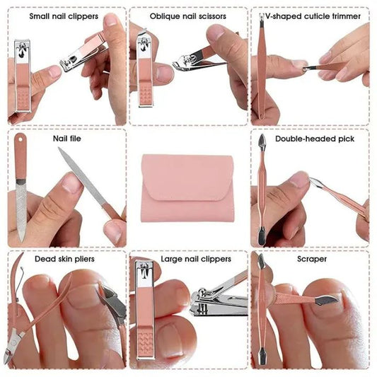16-in-1 Professional Manicure & Pedicure Grooming Kit – Stainless Steel