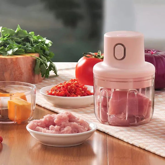 Portable Electric USB Rechargeable Mini Food Chopper – Vegetable, Meat & Garlic Grinder Blender (Cordless Kitchen Tool)