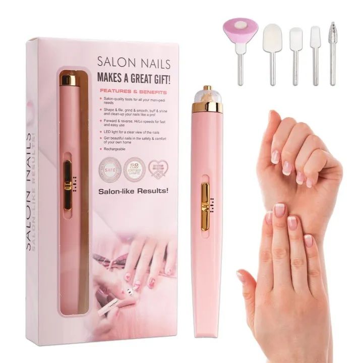 Rechargeable Electric Nail File & Drill Set – 5-in-1 Manicure & Pedicure Kit for Smooth, Shiny Nails