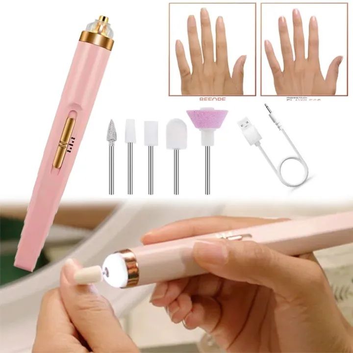 Rechargeable Electric Nail File & Drill Set – 5-in-1 Manicure & Pedicure Kit for Smooth, Shiny Nails